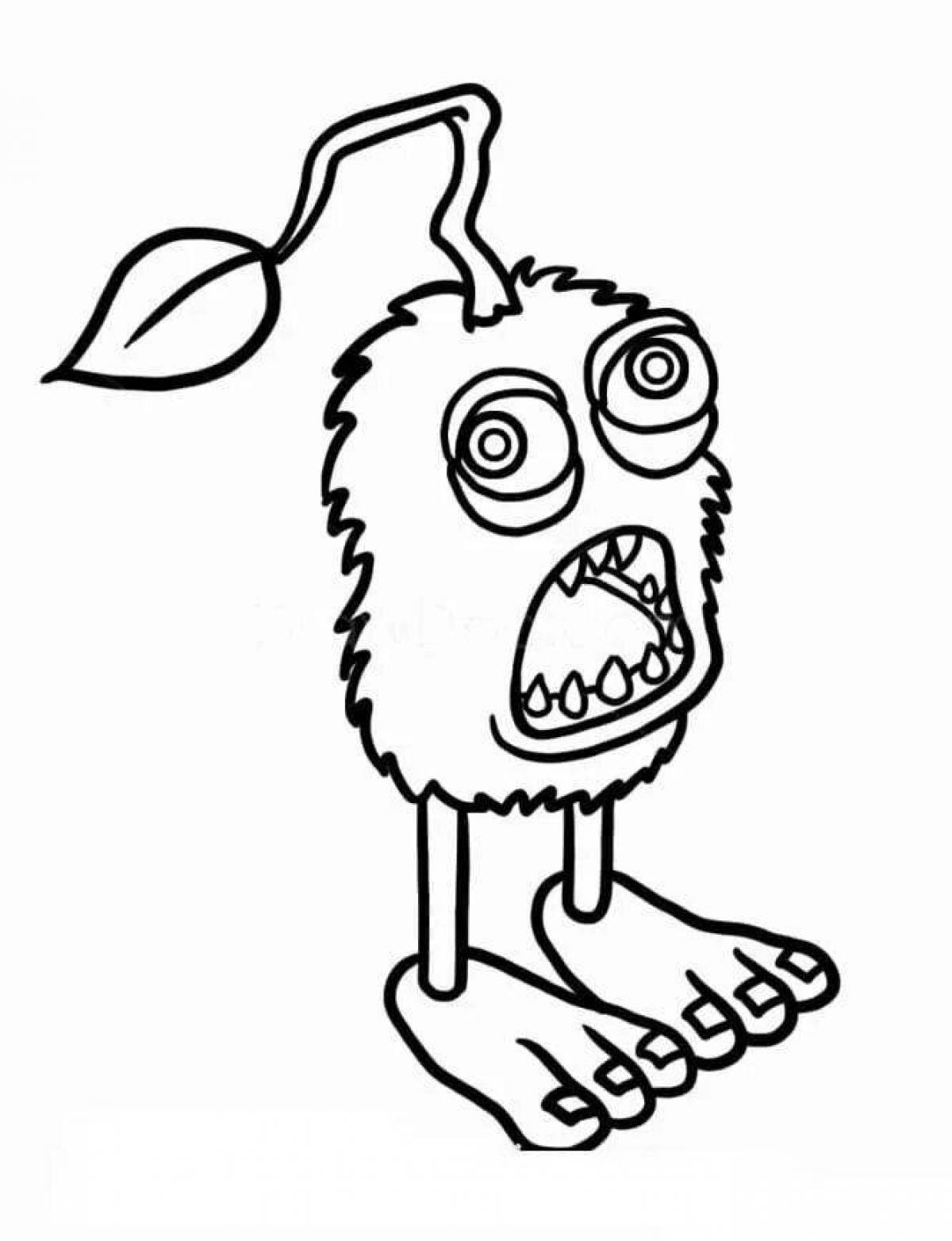 Coloring page happy may singing monster