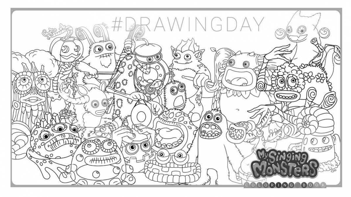 Animated singing monster coloring page may