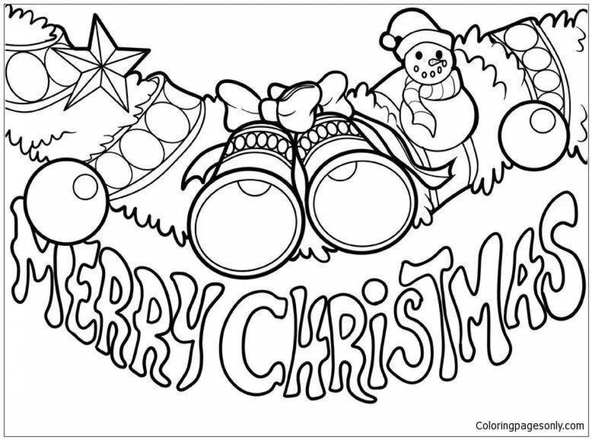Grand coloring page merry christmas card