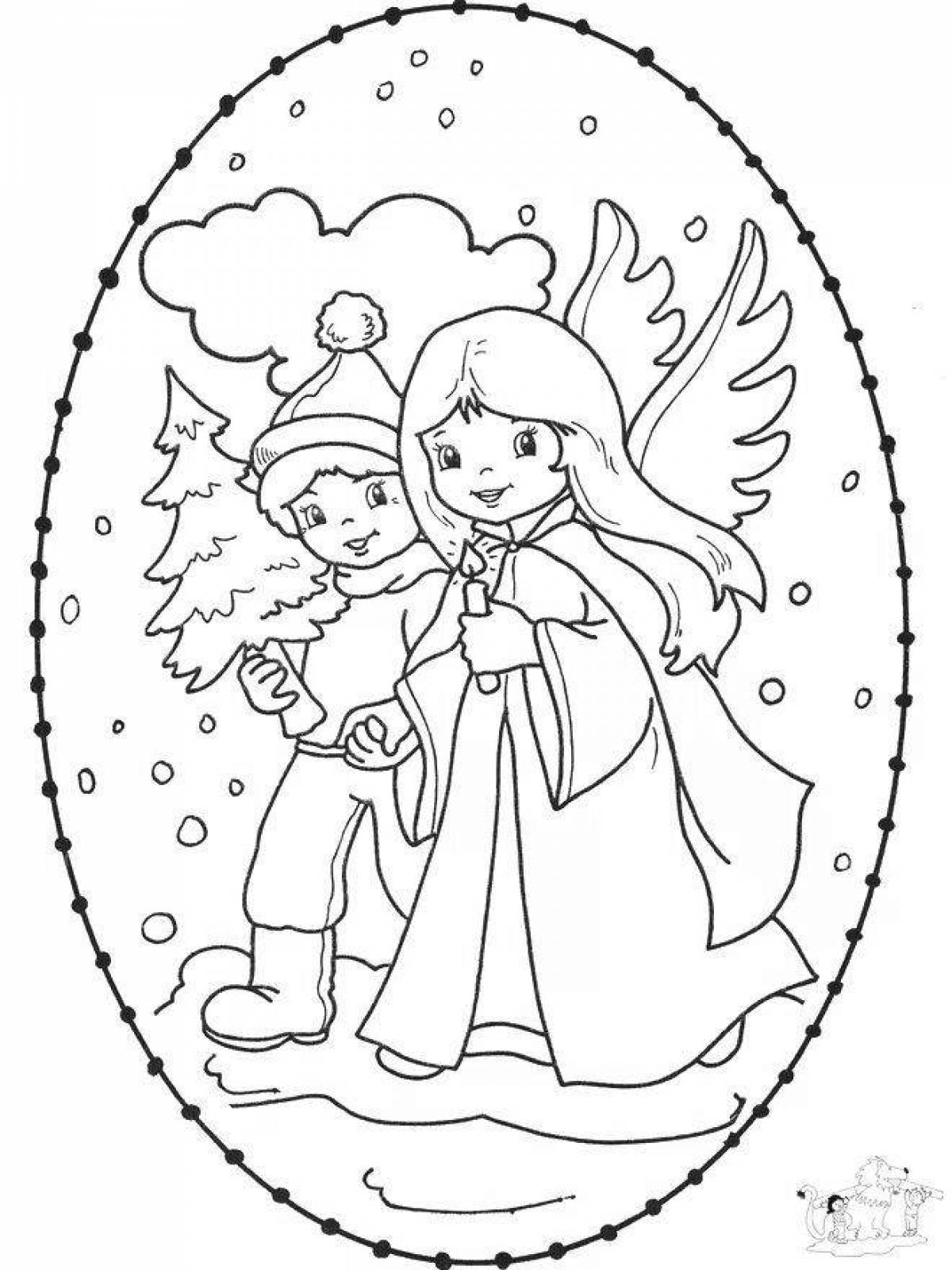 Humorous coloring book with Christmas card