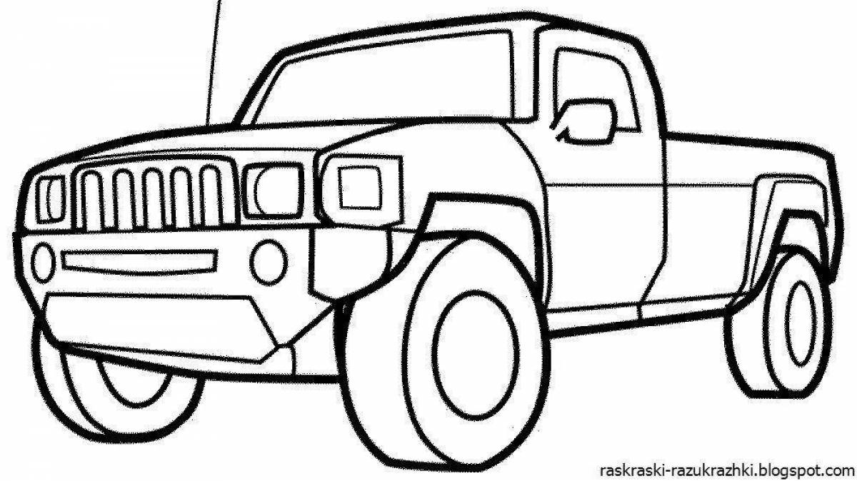 Colorful jeep coloring book for kids