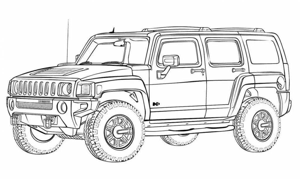 Bright jeep coloring book for kids