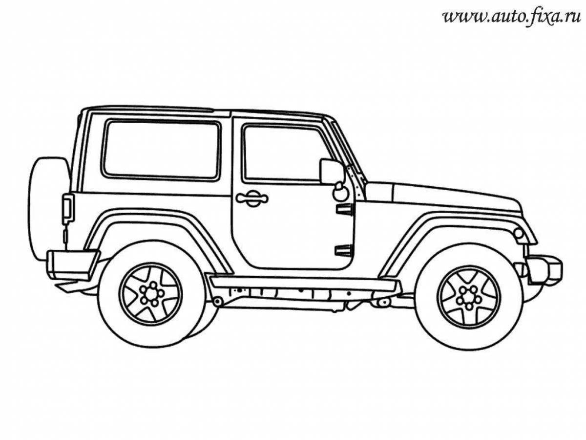 Coloring page cute jeep for kids