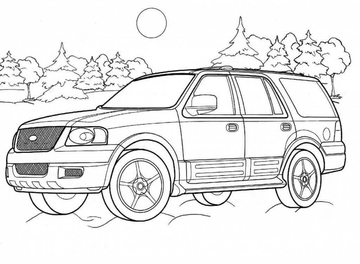 Fancy jeep coloring book for kids
