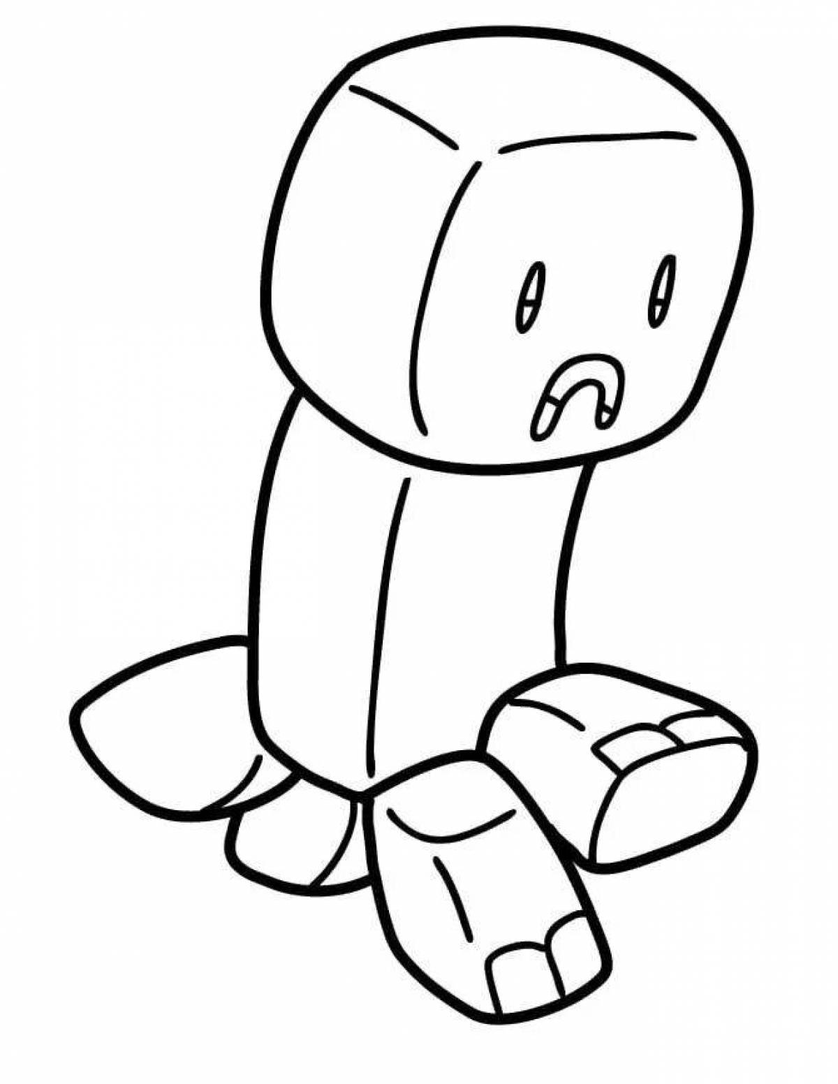 Playful minecraft creeper coloring page