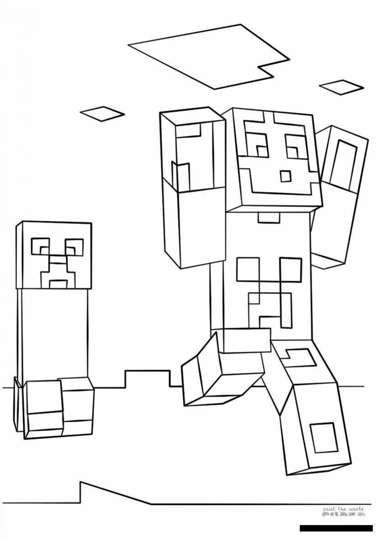 Exciting coloring minecraft creeper