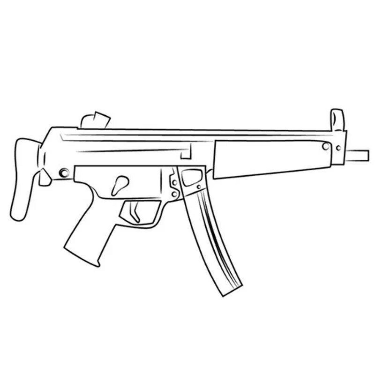 Amazing coloring pages for pistols and machine guns
