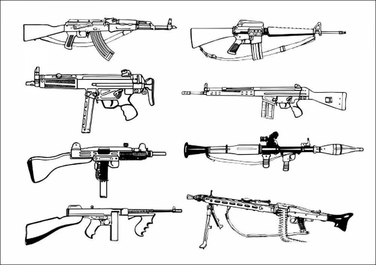Elegant coloring pages pistols and machine guns