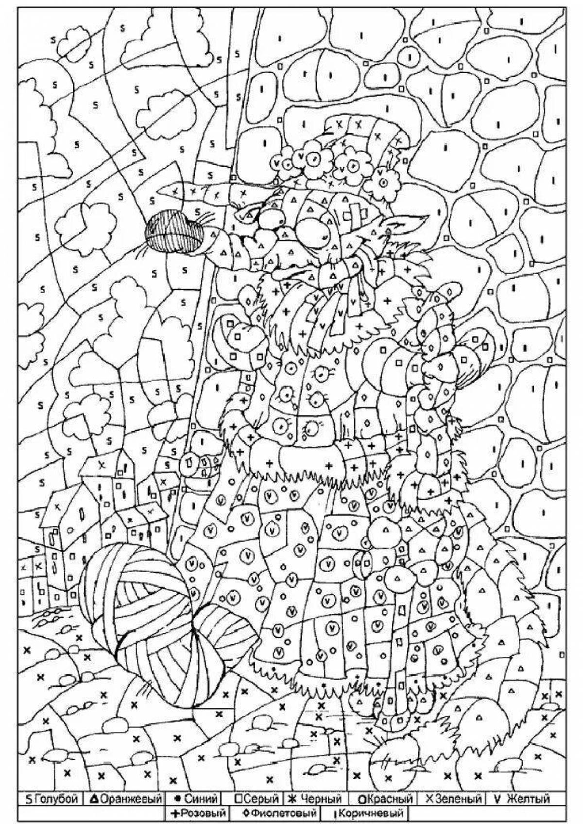 Detailed adult coloring by numbers