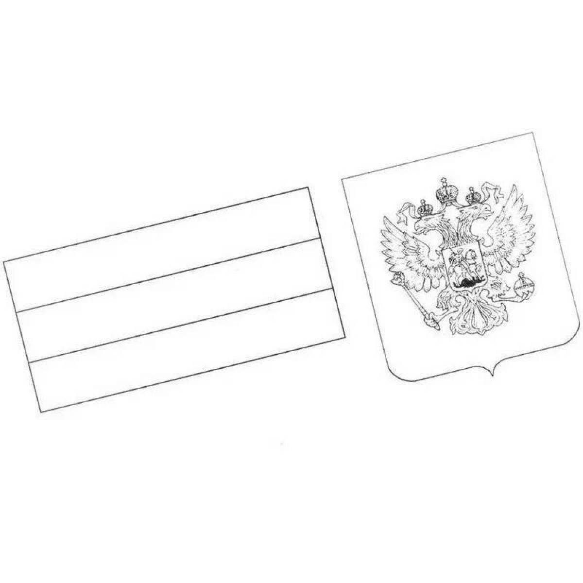 The striking flag and coat of arms of russia