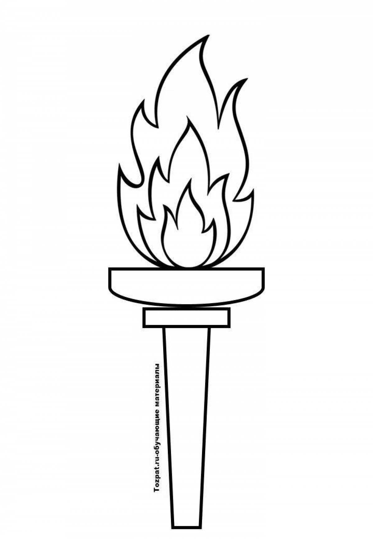 Glowing torch coloring page