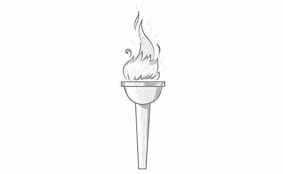 Glittering torch coloring page