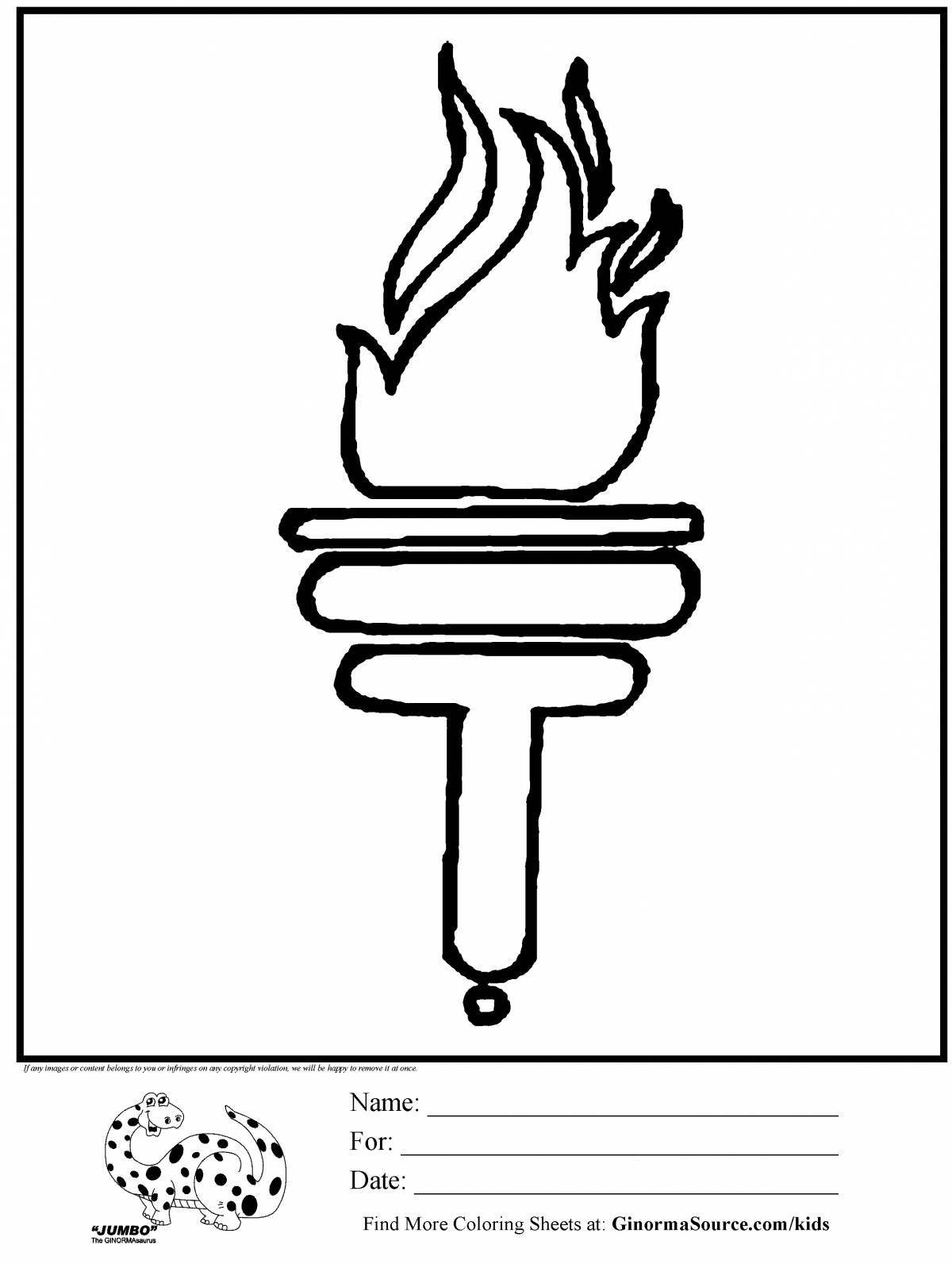 Happy torch coloring page