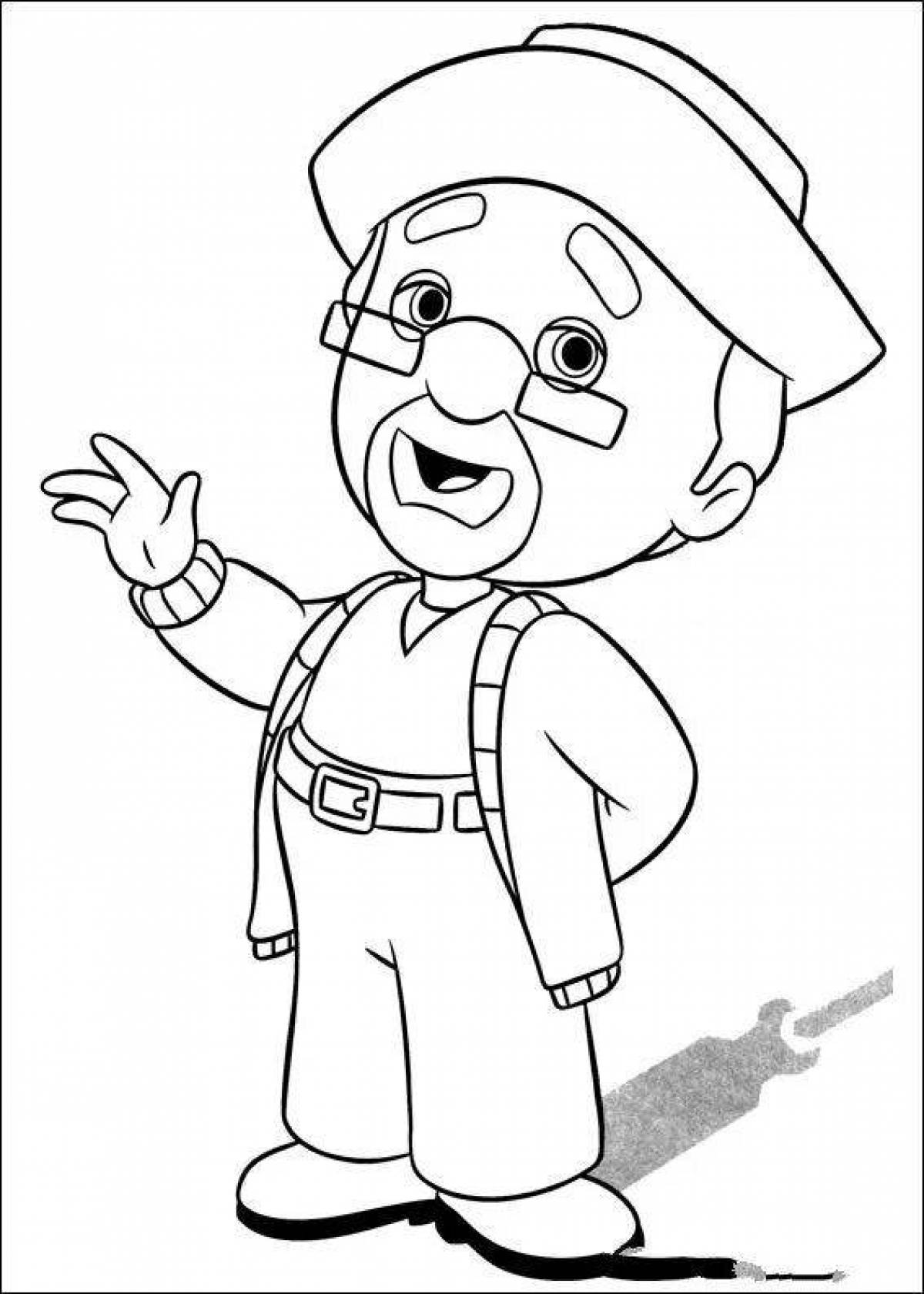 Playful cog coloring page