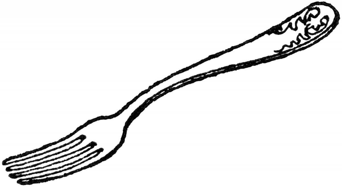 Colorful fork coloring page