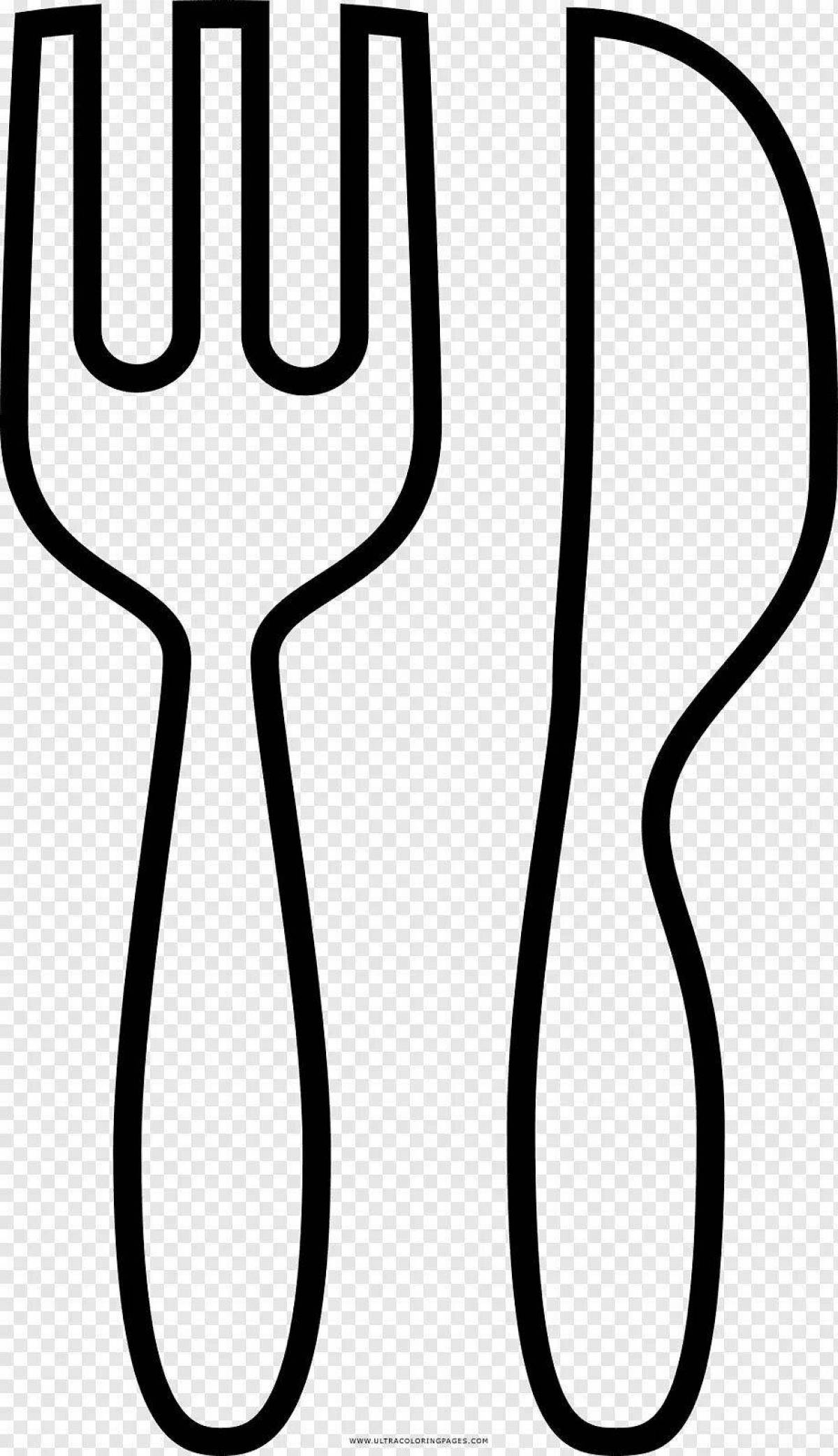 Glowing fork coloring page
