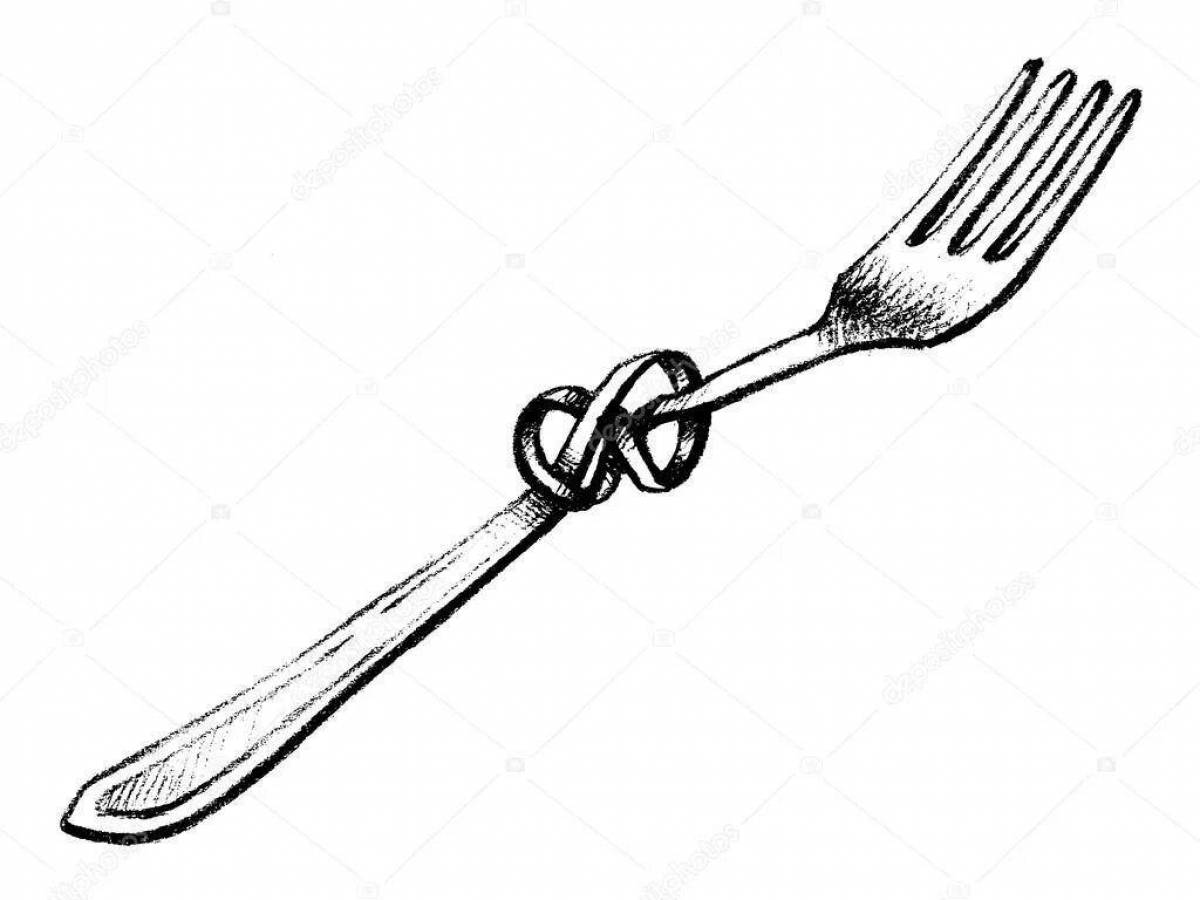 Animated fork coloring page