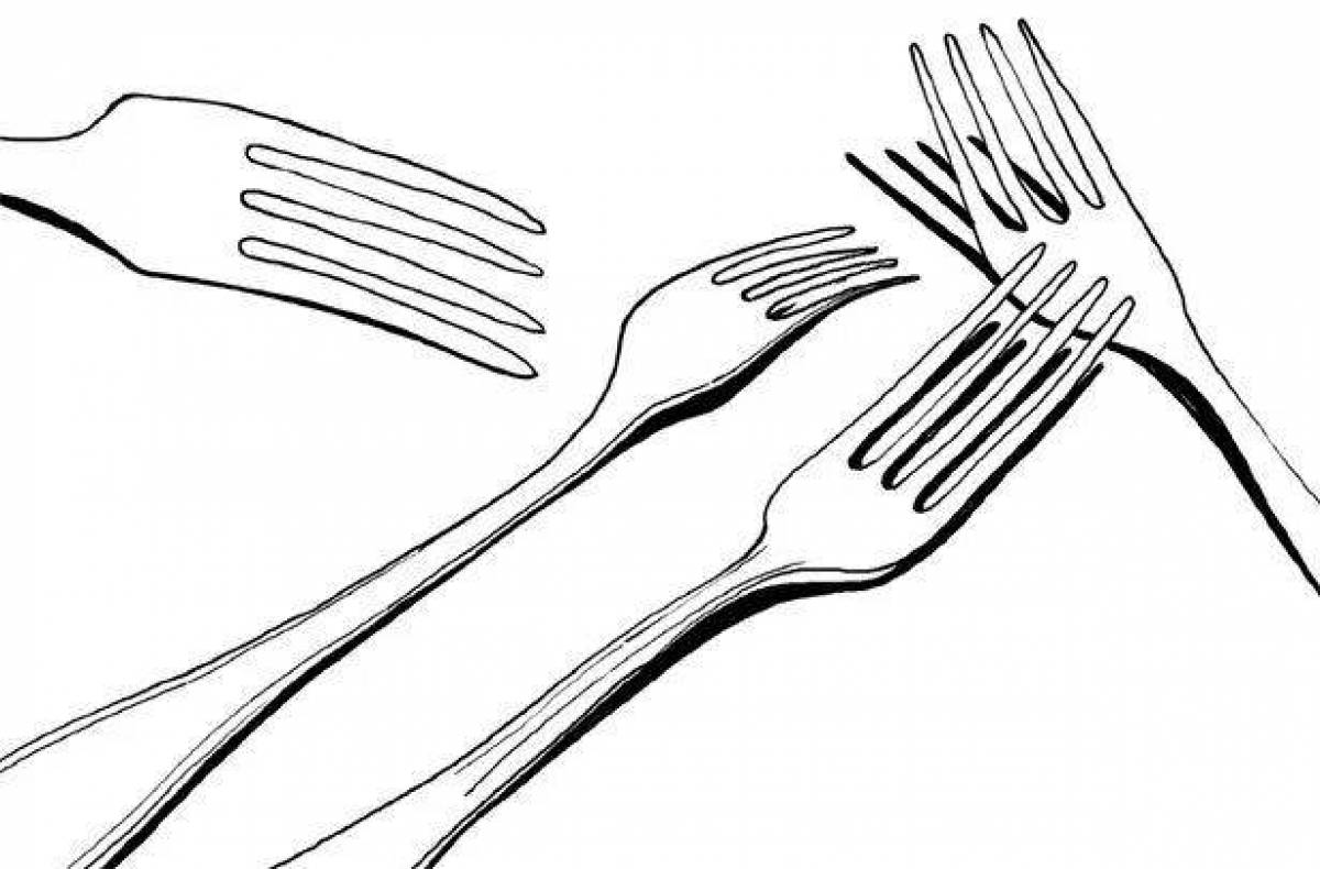 Attractive fork coloring page