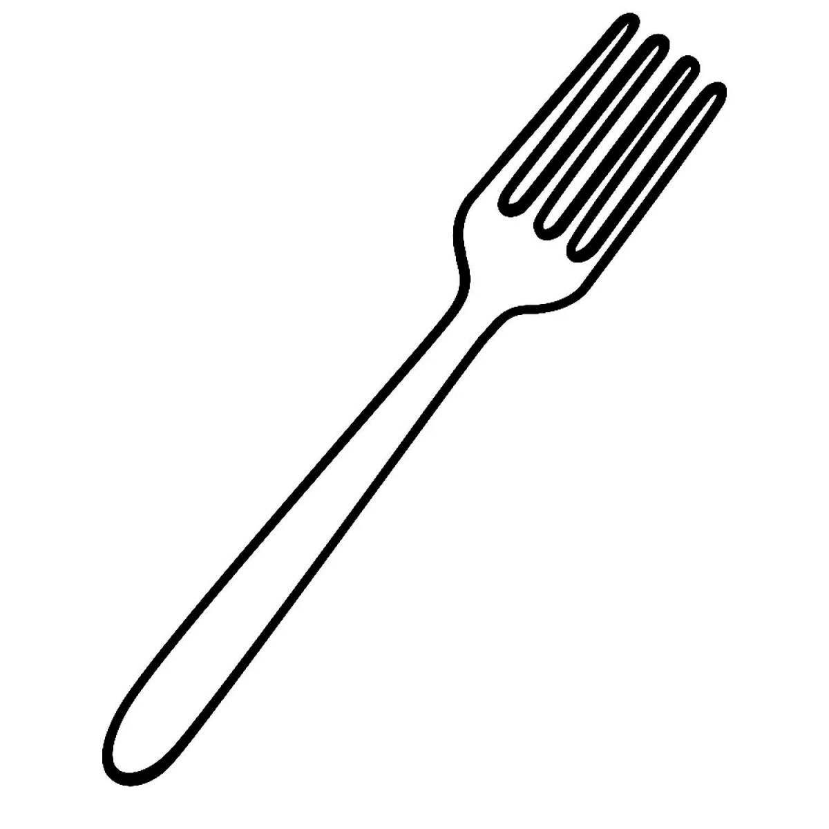 Cute fork coloring page