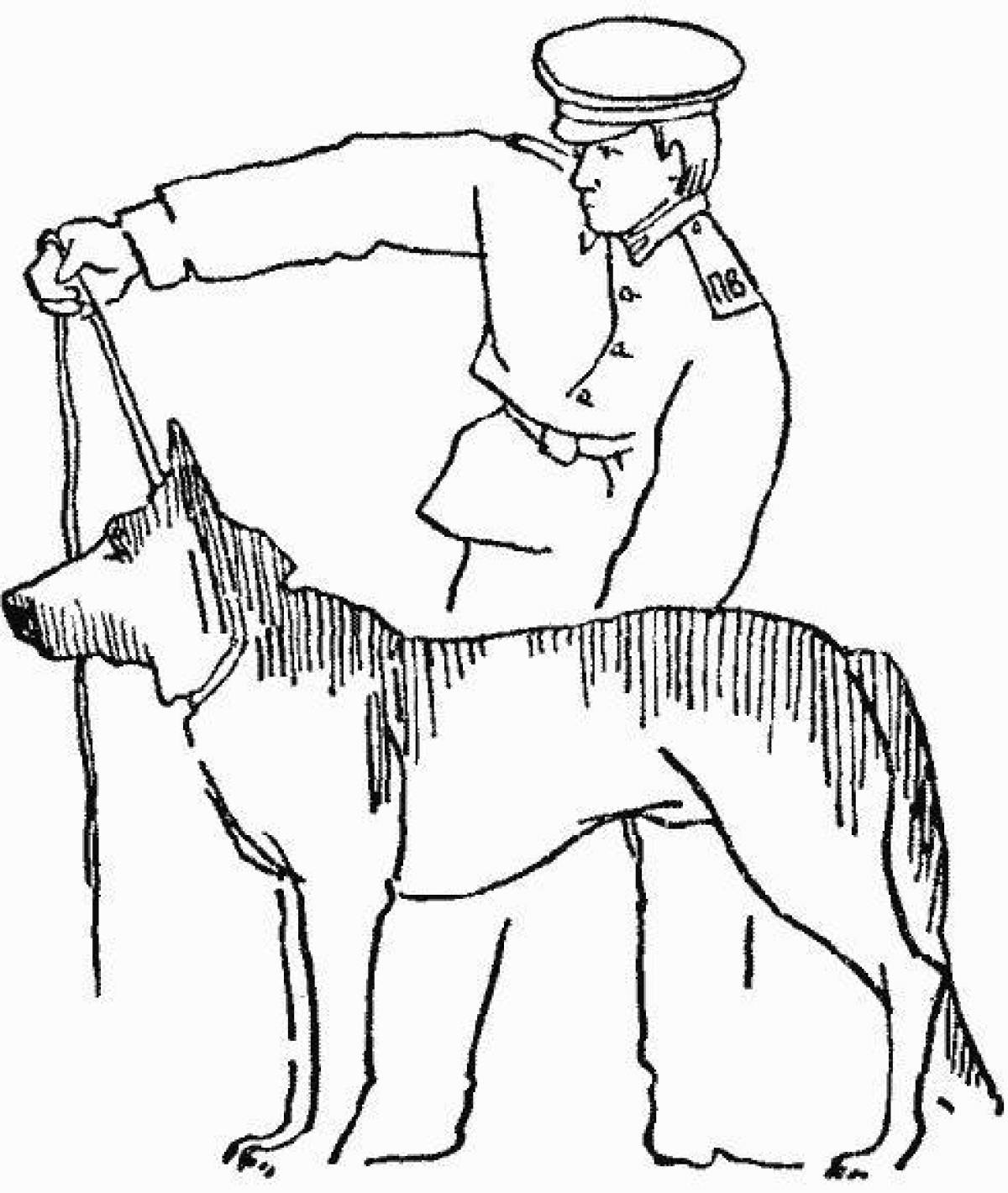 Coloring page energetic border guard