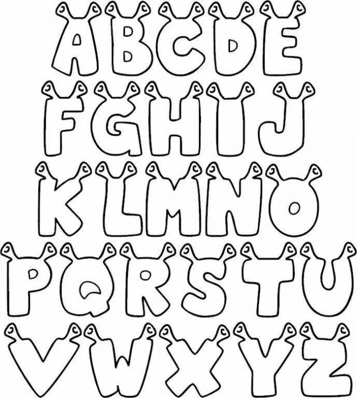 Playful coloring alphabet page