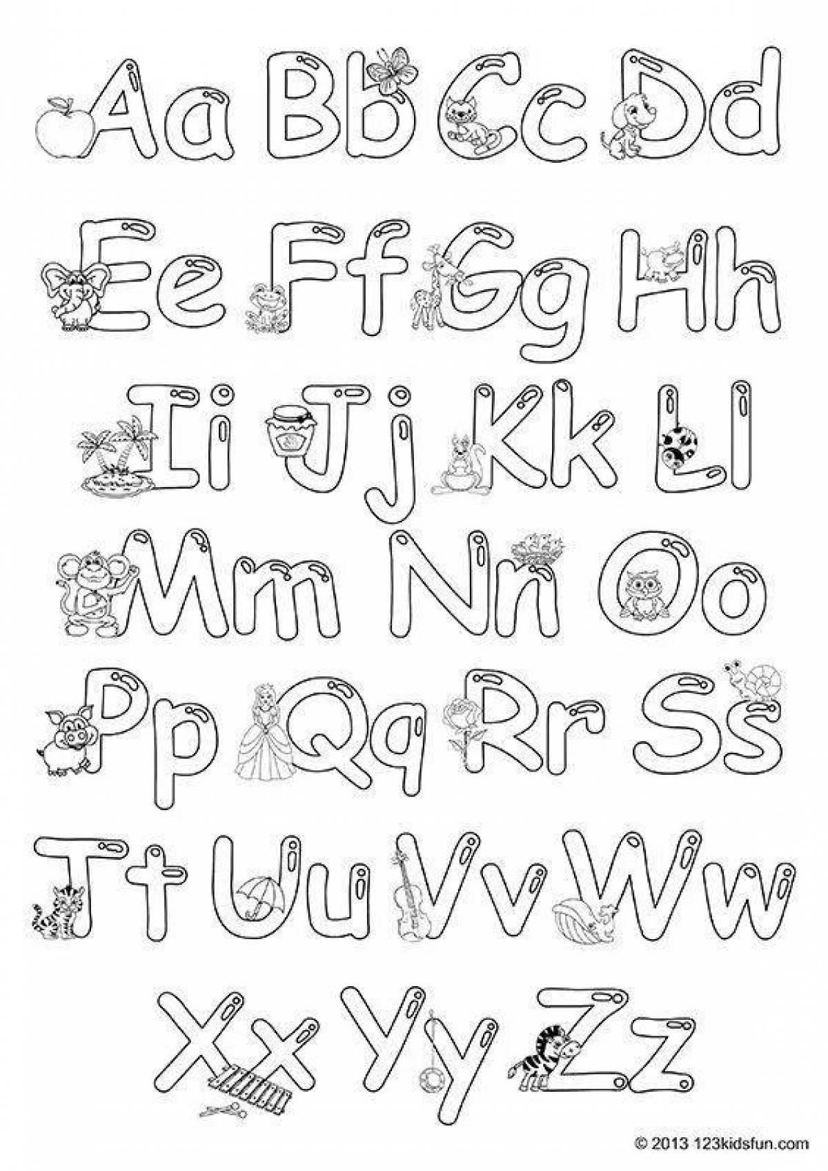Fairytale coloring alphabet page