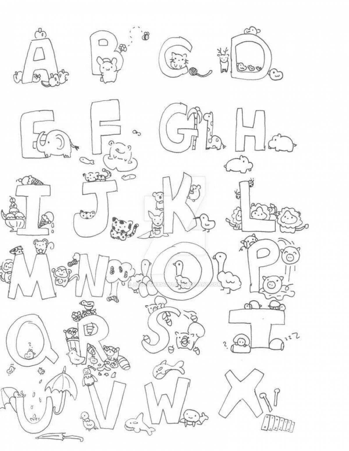 Lovely coloring alphabet page