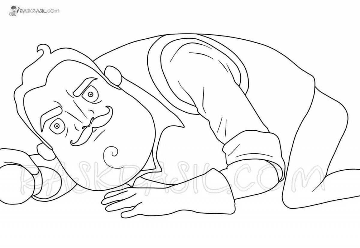 Happy neighbor coloring page
