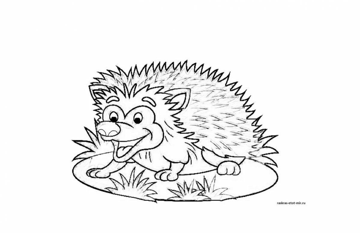 Coloring book funny eared hedgehog