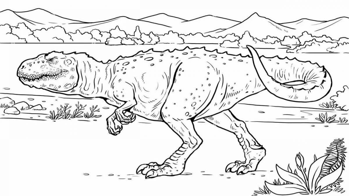 Colorful dino city coloring page