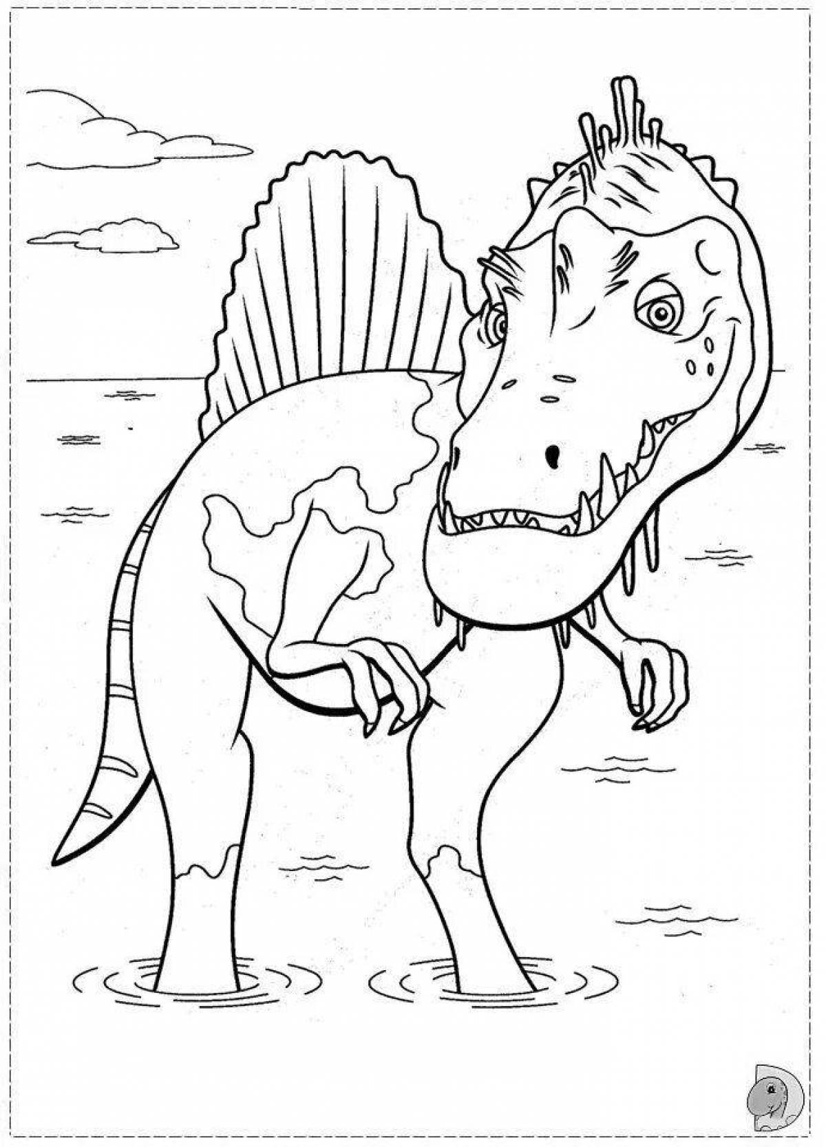 Playful dino city coloring page