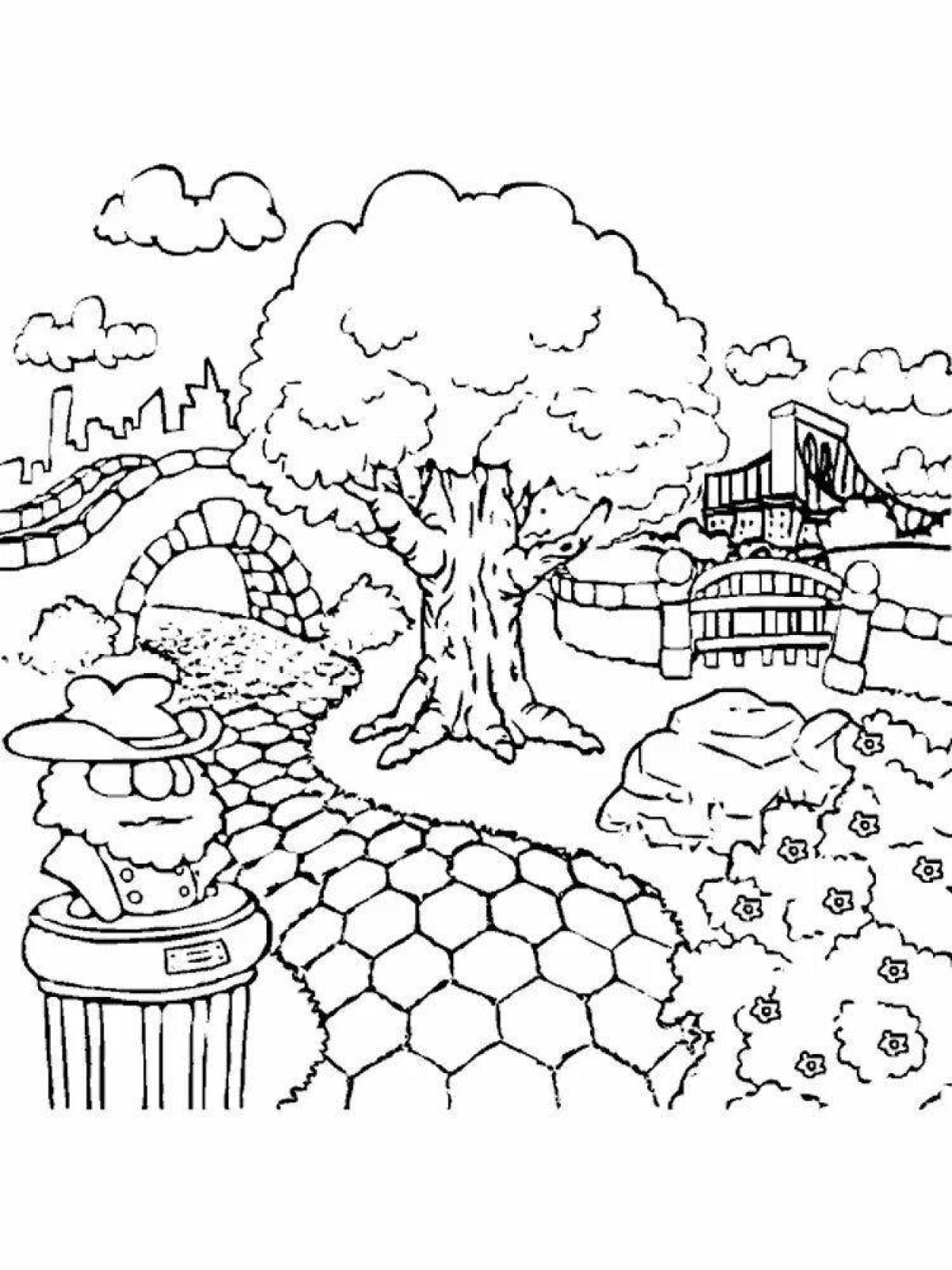 Adorable Japanese garden coloring page