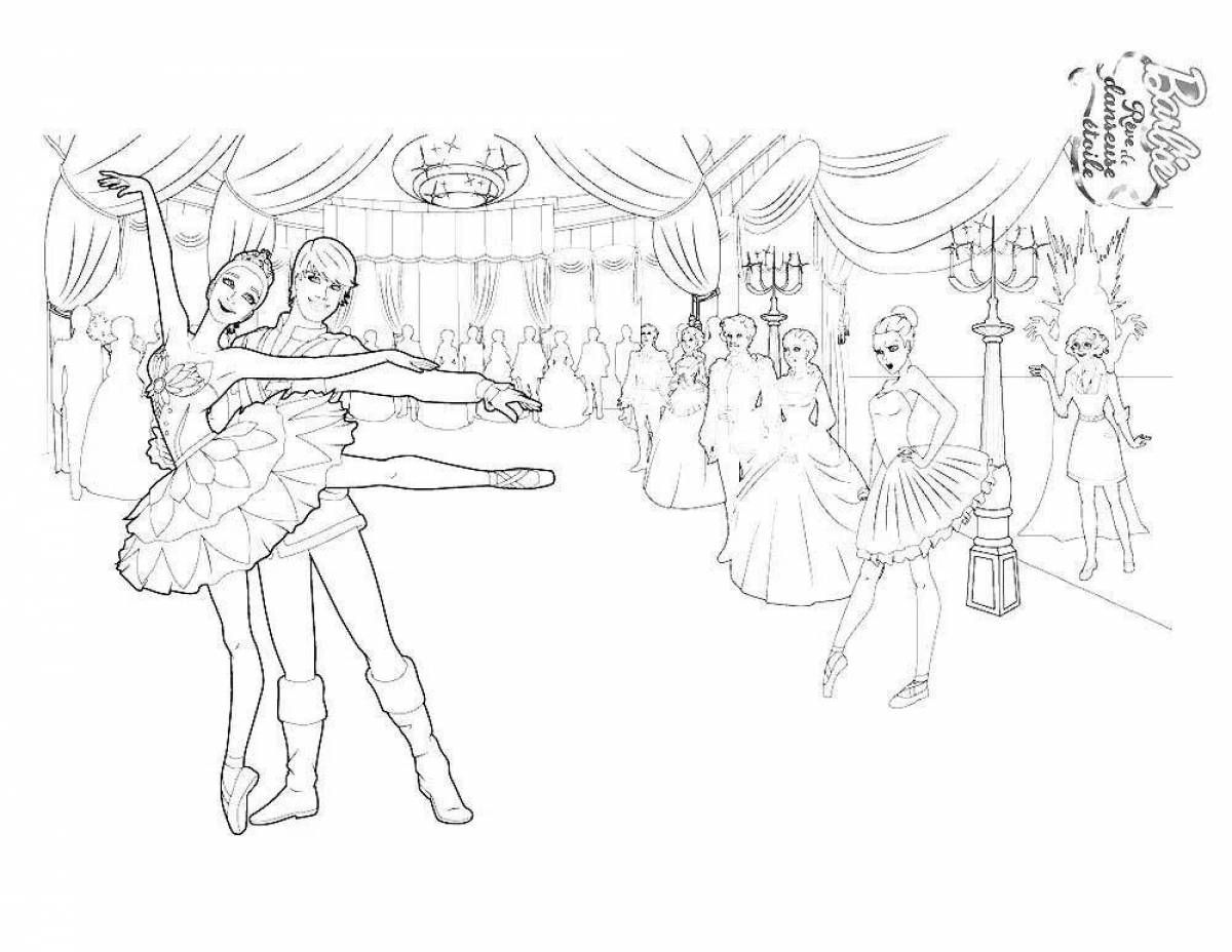 Coloring page gorgeous barbie ballerina