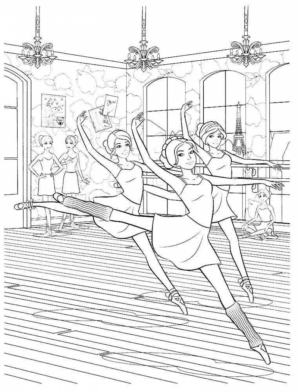 Раскраска элегантная барби балерина