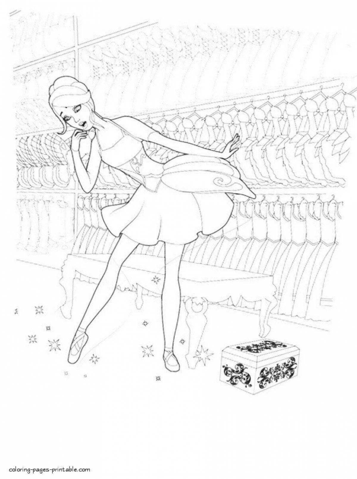 Coloring page graceful barbie ballerina