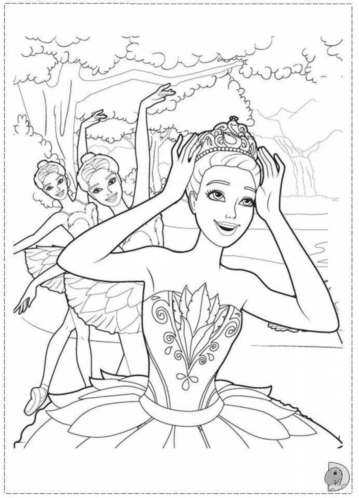 Coloring book fairytale barbie ballerina