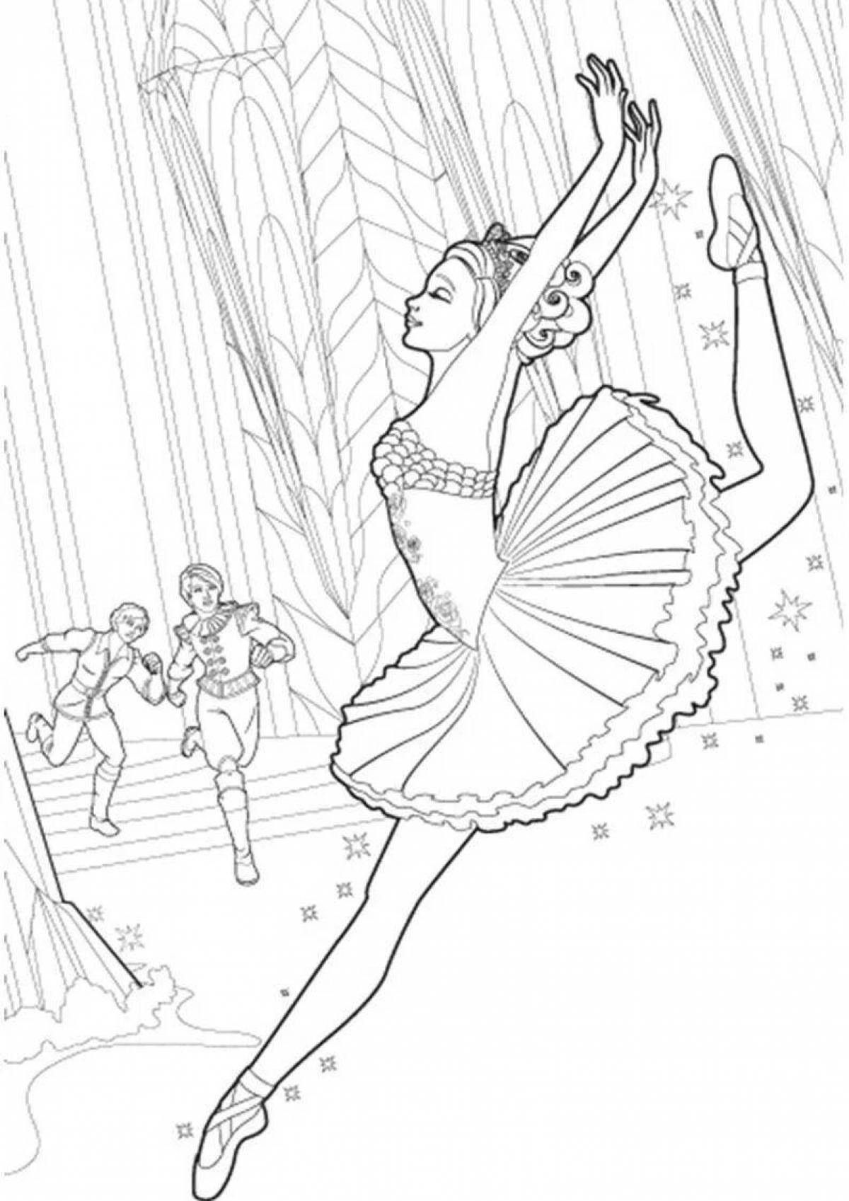 Красочная страница раскраски балерины барби
