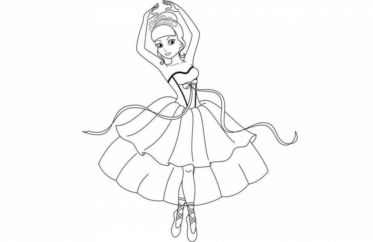 Coloring page playful barbie ballerina