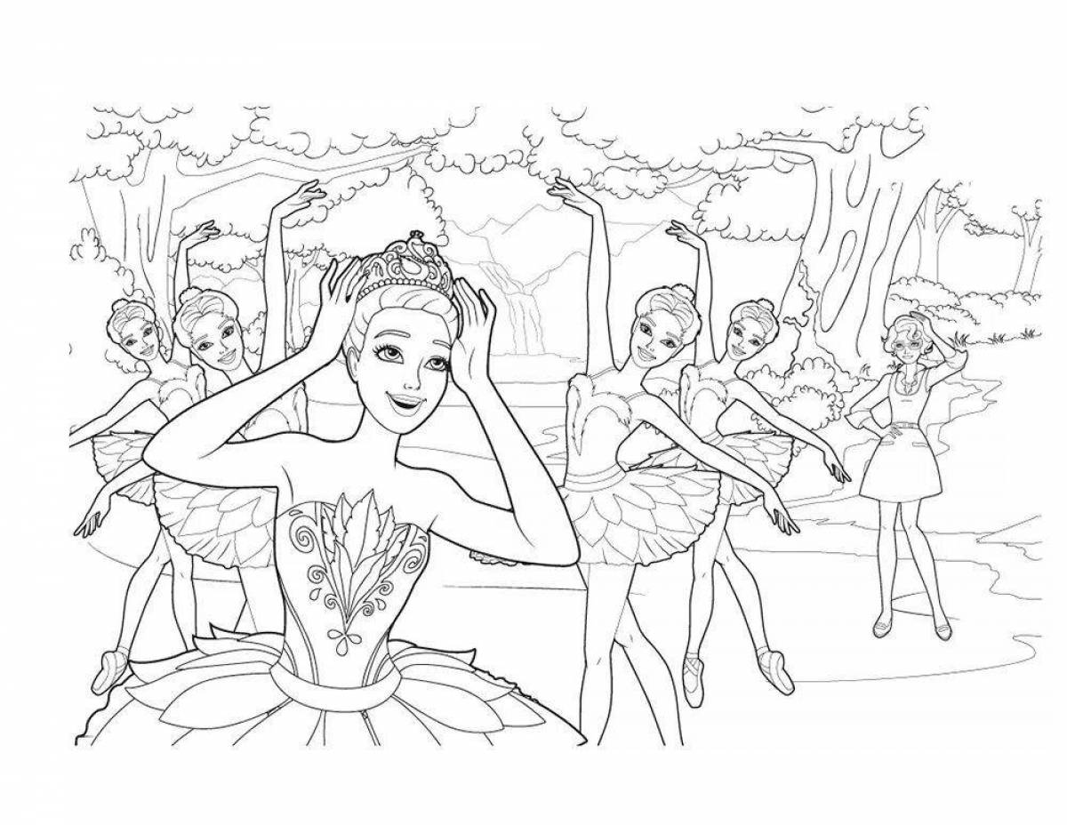 Эфирная барби балерина раскраска страница