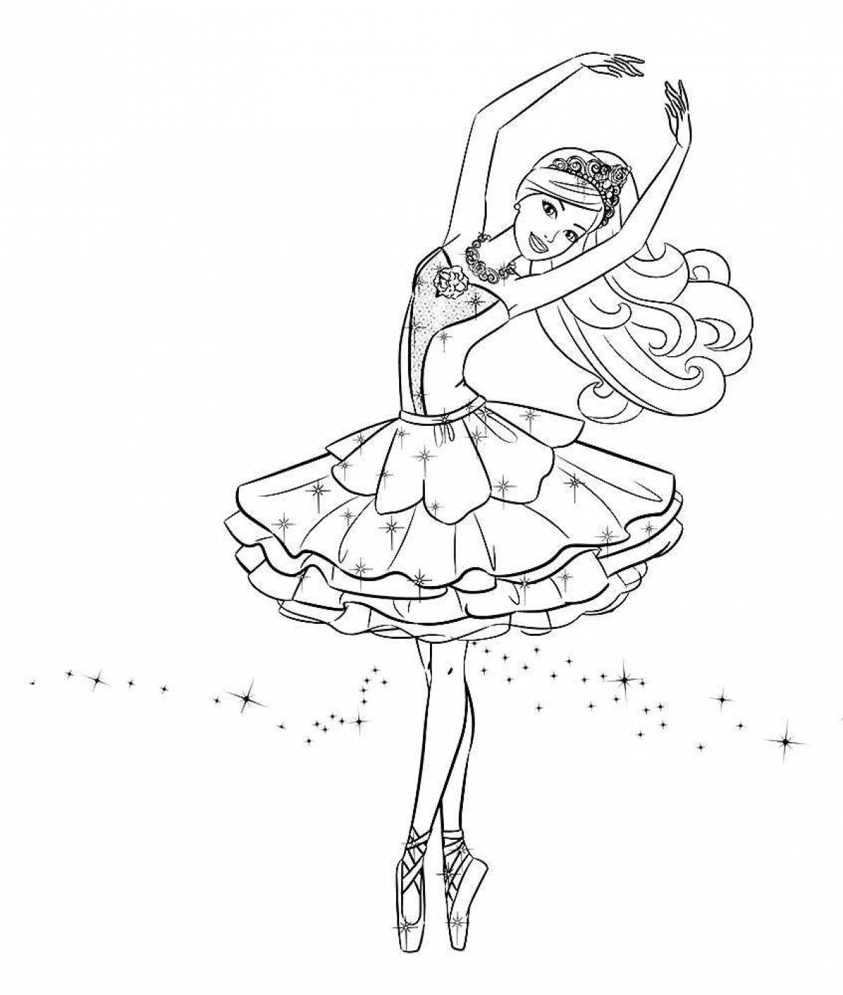 Glowing ballerina barbie coloring page