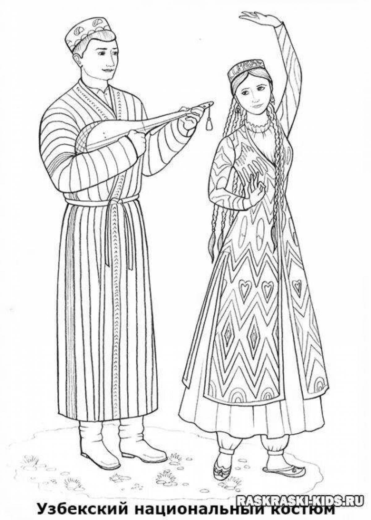 Coloring page dazzling national costume