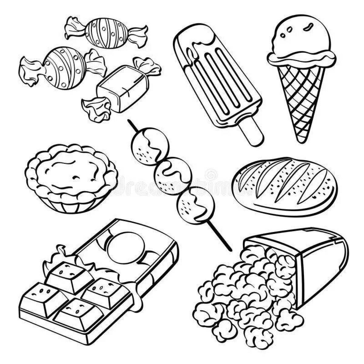 Appetizing junk food coloring book
