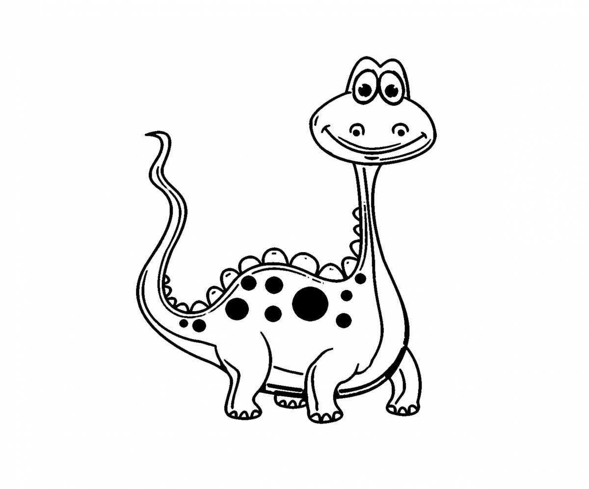 Coloring page happy cute dinosaur