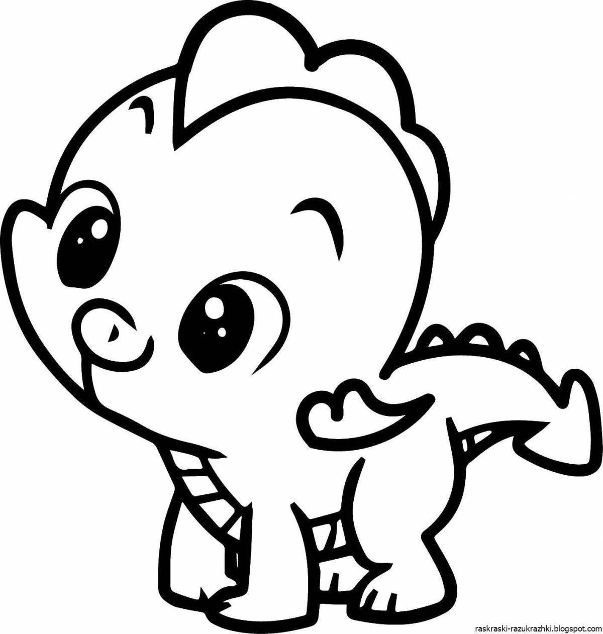 Coloring page friendly cute dinosaur
