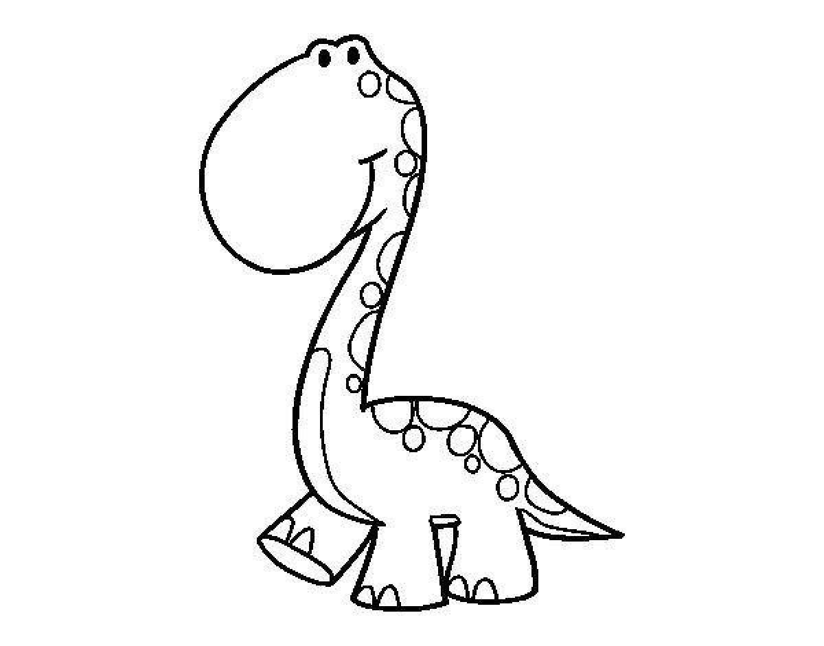 Раскраска взволнованный милый динозавр