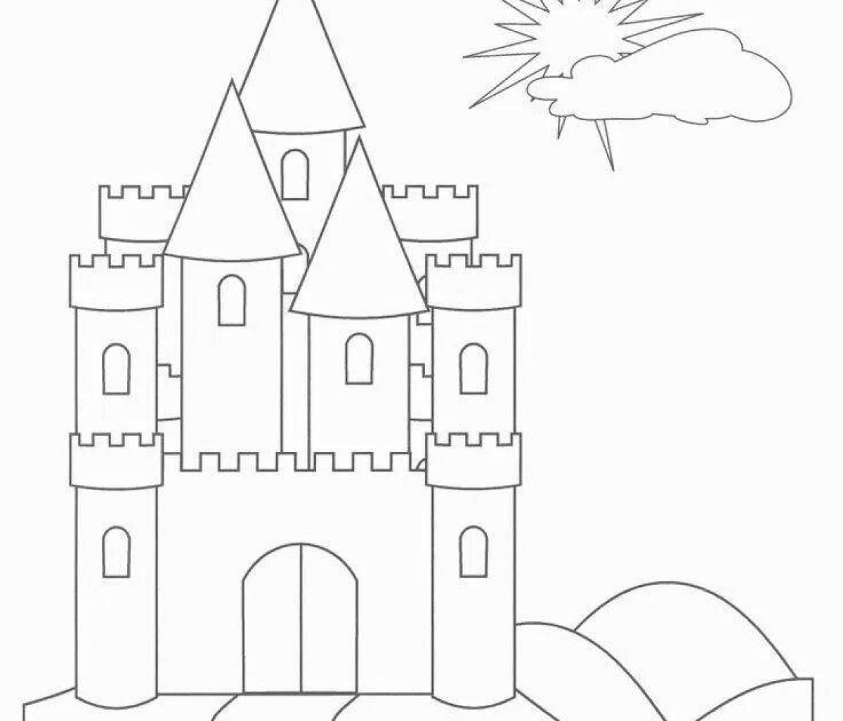 Coloring page of magnificent medieval castle