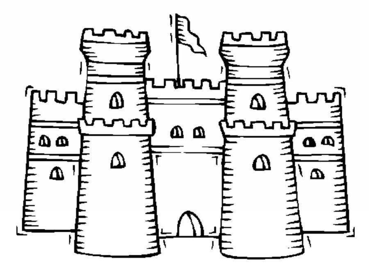 Coloring book exotic medieval castle