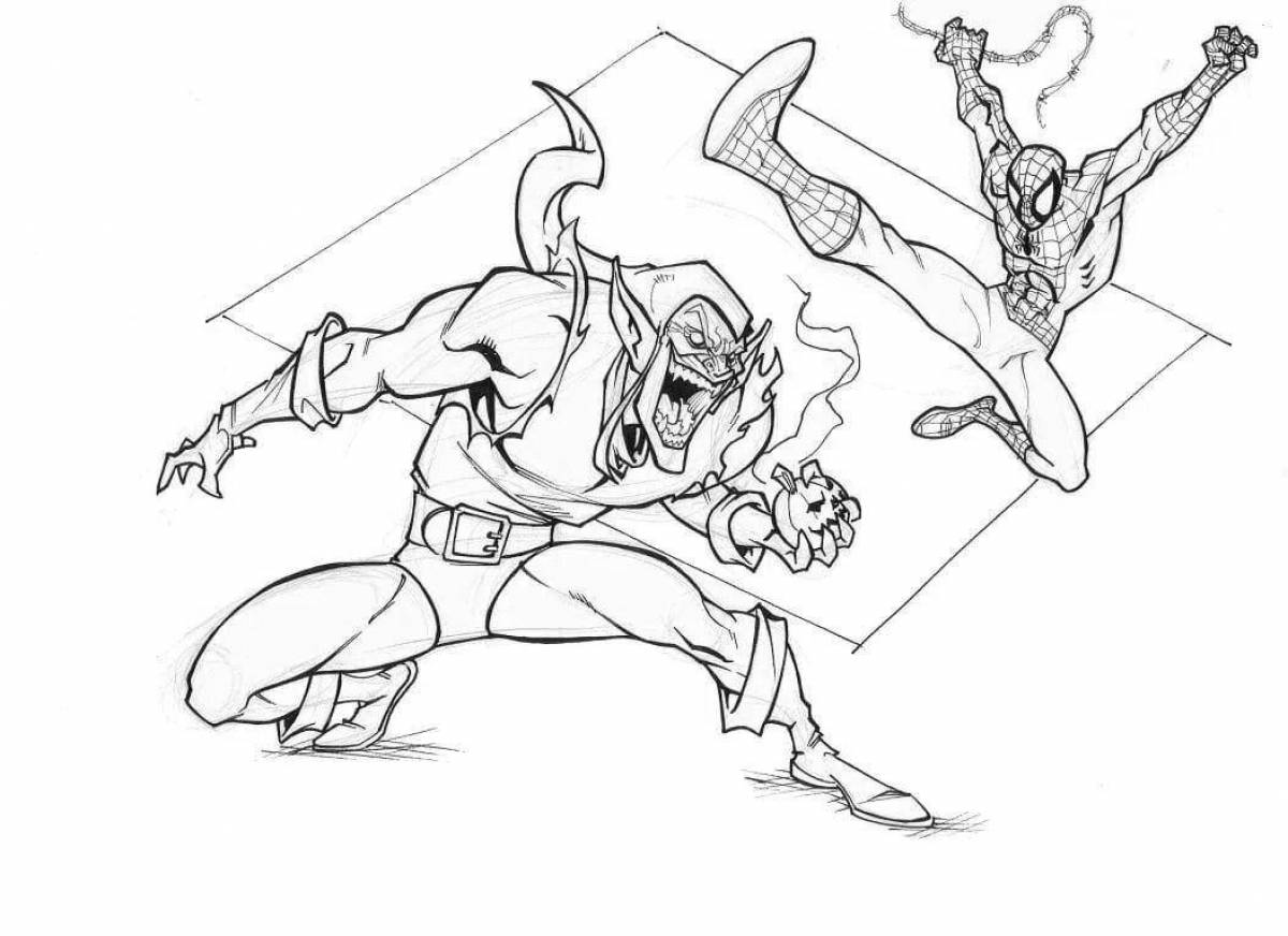 Colorful green goblin coloring page