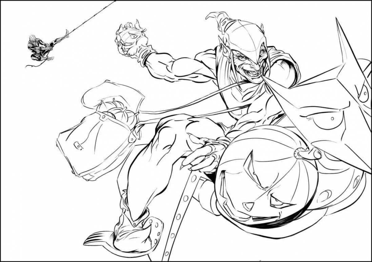 Naughty green goblin coloring page