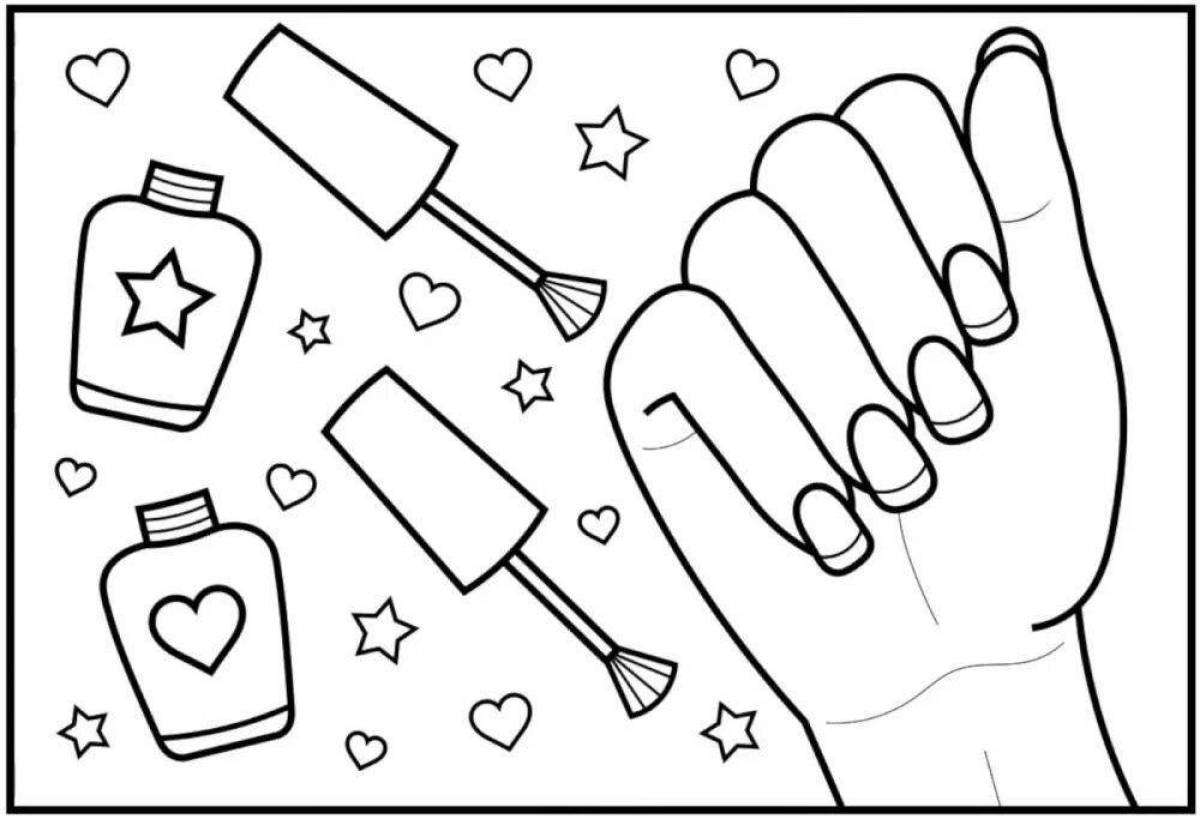 Ногти раскраска. Лак рисунок карандашом для детей 5-6 лет-. How to draw Nails. Coloring Pages for children. Nails..